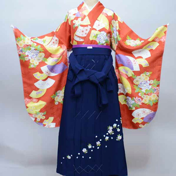 楽天市場】着物袴セット ジュニア用へ直し 135cm～150cm 扇 菊 牡丹 朱 