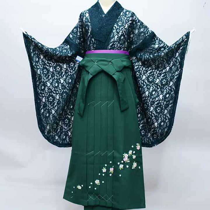 二尺袖 レース二尺袖 着物 袴フルセット 刺繍入り袴 総レース 着物丈は 