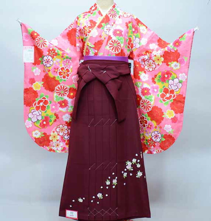 二尺袖 着物 袴 フルセット 百花斉放 ピンク色 袴変更可能 卒業式 新品 