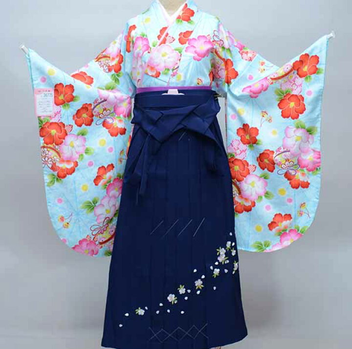 楽天市場】二尺袖 着物 袴 フルセット 百花斉放 水色 袴変更可能 卒業 