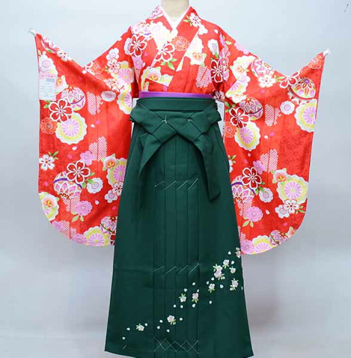 楽天市場】二尺袖 着物 袴 フルセット 百花斉放 赤色 袴変更可能 卒業 