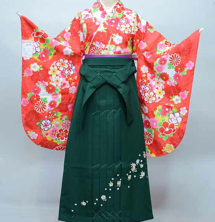 楽天市場】二尺袖 着物 袴 フルセット 百花斉放 朱色 袴変更可能 卒業 