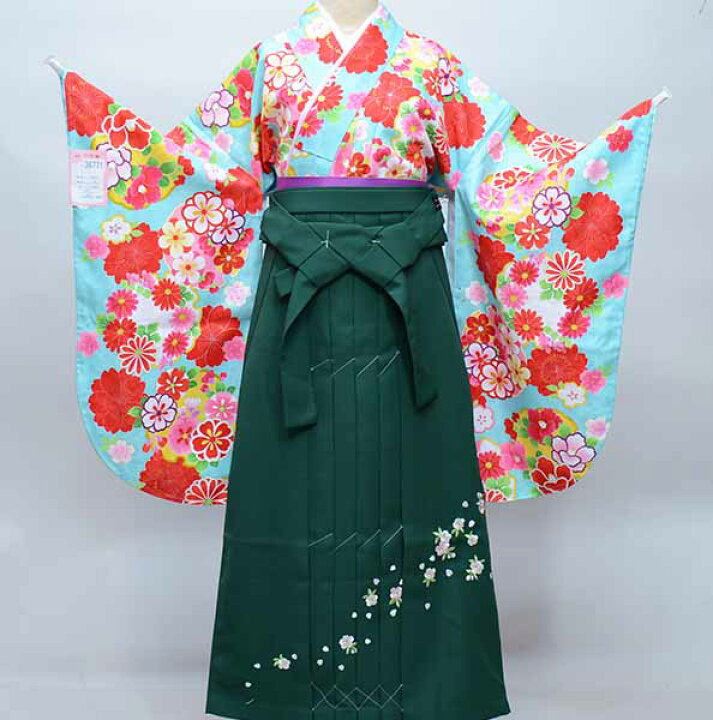 楽天市場】二尺袖 着物 袴 フルセット 百花斉放 水色 袴変更可能 卒業 