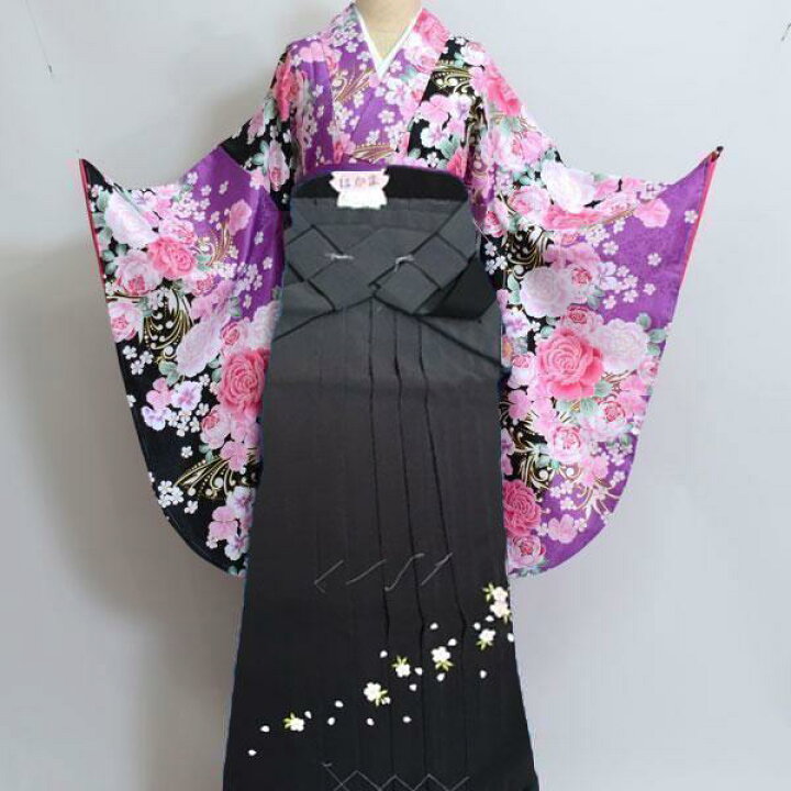 楽天市場】二尺袖着物袴フルセット 無地暈し刺繍袴 百花繚乱 袴変更 