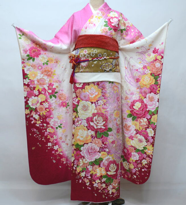 楽天市場】振袖 正絹 着物単品 仕立て上がり 百花繚乱 ピンク系 ラメ 