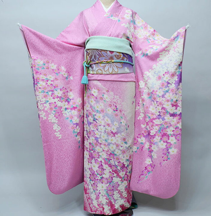 楽天市場】振袖 正絹 着物単品 仕立て上がり 百花繚乱 花銀縁取り 
