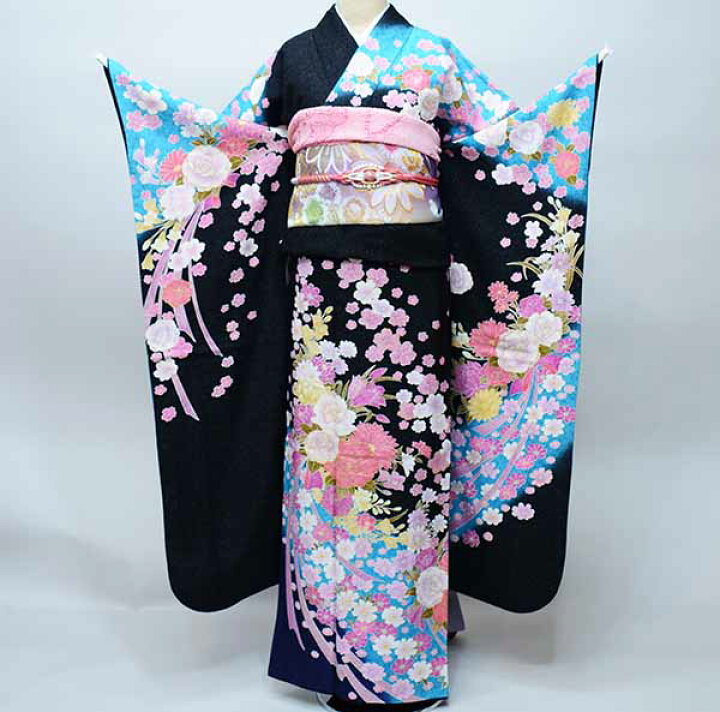 楽天市場】振袖 正絹 着物 単品 仕立て上がり 百花繚乱 ラメ入り バラ 