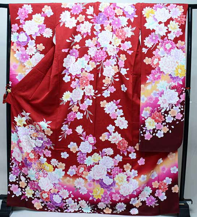 楽天市場】振袖 正絹 着物 単品 仕立て上がり 百花繚乱 花びらにラメ 
