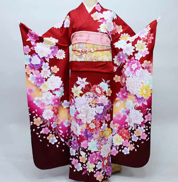 楽天市場】振袖 正絹 着物 単品 仕立て上がり 百花繚乱 花びらにラメ 