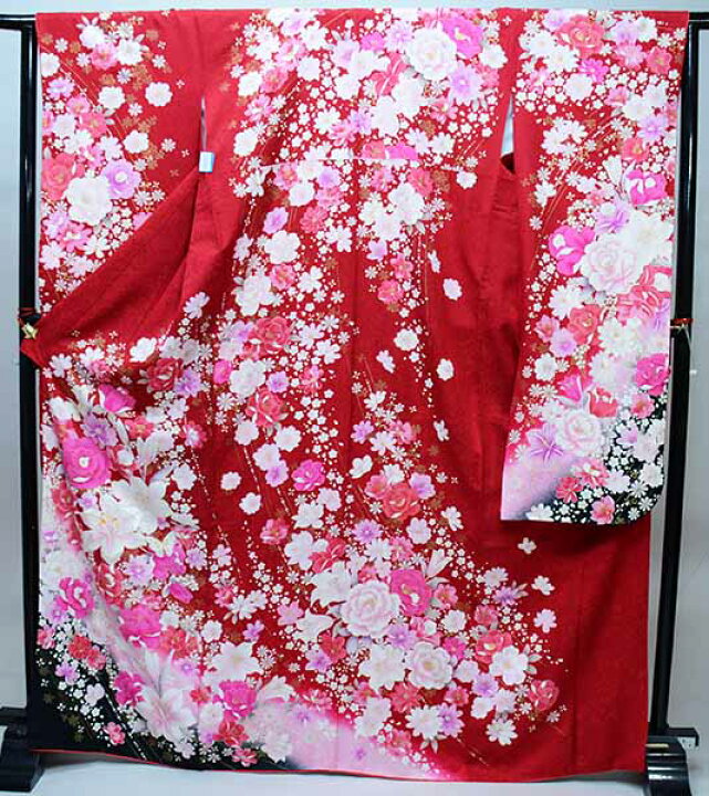 楽天市場】振袖 正絹 着物 単品 仕立て上がり 百花繚乱 バラ ユリ 花 