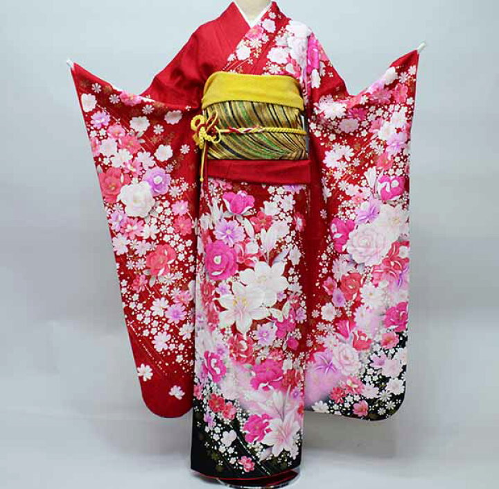 楽天市場】振袖 正絹 着物 単品 仕立て上がり 百花繚乱 バラ ユリ 花 