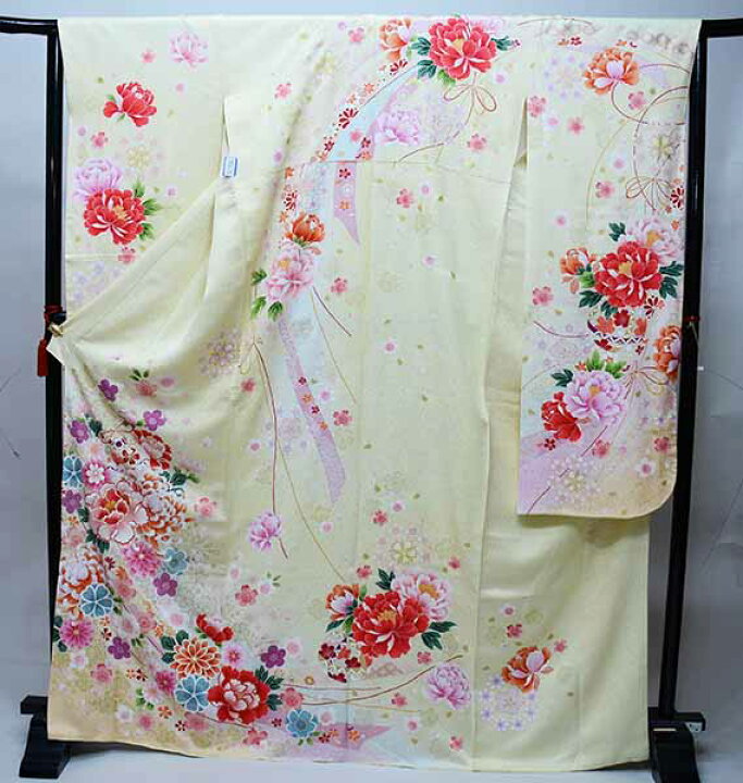 楽天市場】振袖 正絹 着物 単品 仕立て上がり 百花繚乱 牡丹 菊 花刺繍 