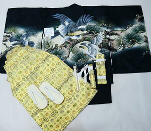 七五三 五歳 男児 羽織袴フルセット 着物 金刺繍 黒地 鷹 袴変更可能 祝着 5歳 五才 5才 男の子 新品(株)安田屋 NO38646