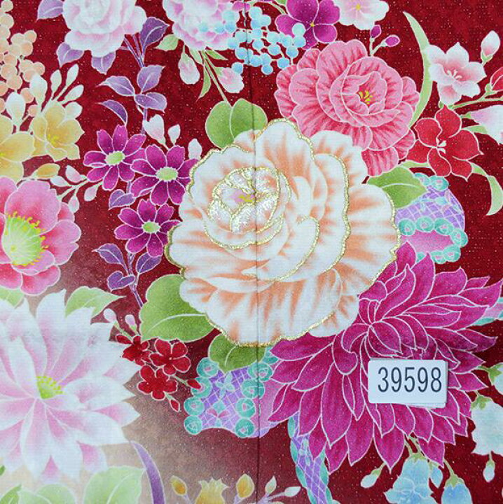 楽天市場】振袖 正絹 着物 単品 仕立て上がり 百花繚乱 ラメ 刺繍 赤色  