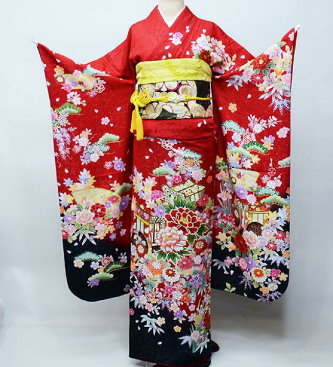 楽天市場】振袖 正絹 着物 単品 仕立て上がり 百花繚乱 ラメ 金駒縫  
