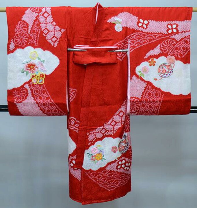 楽天市場】お宮参り産着 正絹 のしめ 女児 着物 高級 絞り 総刺繍 綸子 