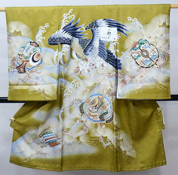 お宮参り 産着 のしめ 男児 男の子 正絹 綸子地 豪華絢爛 金刺繍 白色  