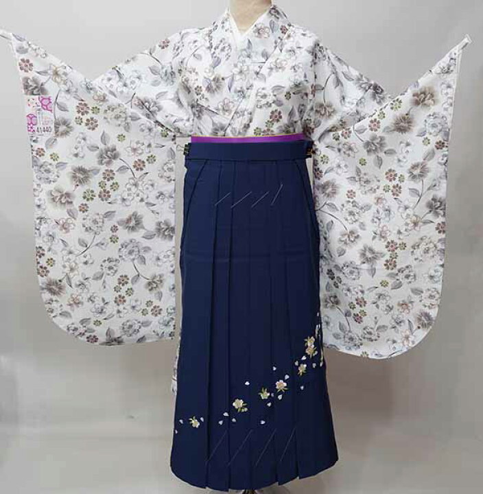 オレンジ】二尺袖 着物 袴フルセット ジュニア用へ直し 135cm〜150cm 百花