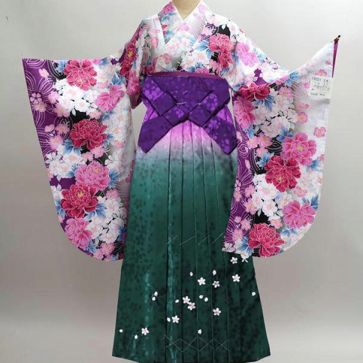 楽天市場】着物袴セット ジュニア用へ直し 135cm〜150cm 百花繚乱 白地 