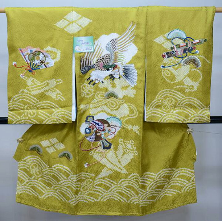 楽天市場】お宮参り 産着 男児 正絹 絞り 総刺繍 のしめ 綸子地 鷹 