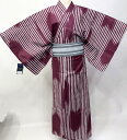 浴衣 単品 男性用 仕立て上がり Lサイズ 綿100％ えんじ色 縞柄 ストライプ メンズ モダン 粋 夏祭り 花火大会 新品（…