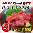 馬肉 馬刺し上赤身 1kg メガ盛り 約20人前 たれ付 (ロースバラもも）業務用卸価格 お買い得!! カナダ産　最安値挑戦中　馬肉専門店からお届け ランキングお取り寄せ