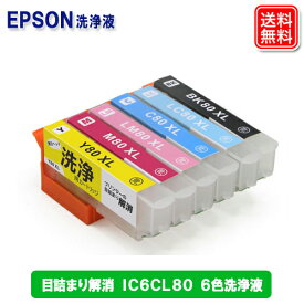 EPSON エプソン プリンター 洗浄液 IC6CL80用 6色セット(BK/C/M/Y/LC/LM) とうもろこし 目詰まりや印字擦れのクリーニングカートリッジ　【メール便送料無料】