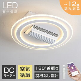 【発売~期間限定10％オフ】シーリングファン シーリングファンライト led 羽根なし10畳 12畳 調光調色 DCモーター 180°首振り 逆回転機能 リモコン付 APP対応 照明器具 天井照明 ファン付き照明 扇風機 寝室 静音 タイマー 天井対応 薄型 空気循環 高輝度 取付簡単 5年保証