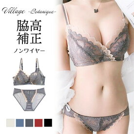 【500円OFFクーポン・17日9:59迄】 ナイトブラ 育乳ナイトブラ ブラジャー 育乳 ノンワイヤーブラ 脇高 昼夜兼用 下着 スポーツブラ 無地 痛くない 30代 40代 プレミーナ 『ヴィラージュ ボタニーク』 送料無料 補正 ランジェリー 上下セット