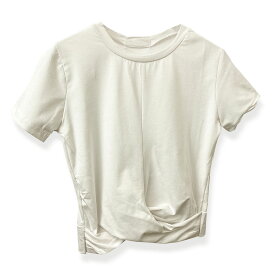 【500円OFFクーポン・17日9:59迄】 ティーシャツ フロントツイストクロップドTシャツ Tシャツ シンプルシャツ 丸首 半袖シャツ 半袖 ツイストデザイン クロップド丈 デザインTシャツ FREE フリー フリーサイズ PREMINA ファッション レディース