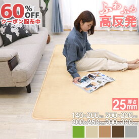 オータムSALE！[60%オフクーポン] 高反発ラグマット 防音＆クッション性 高反発ラグ 厚さ25mm 撥水 防音 滑り止め付 オールシーズン ホットカーペット対応 ラグ ラグマット 長方形 マット カーペット 絨毯 北欧 厚手 高反発 床暖房 秋 冬