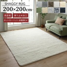 オータムSALE！[50%オフクーポン] ラグ シャギーラグ 200×200cm 長毛 ラグマット ラグ 滑り止め 絨毯 ラグカーペット 北欧 おしゃれ 秋 冬 ホットカーペット ラビットファー リビング ふわふわ シャギー 白 厚手 2畳