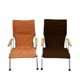 【中古】 snowpeak チェア 2点セットローチェア オレンジ ブラウン 収納ケース付き キャンプ用品 アウトドア スノーピーク O10990181