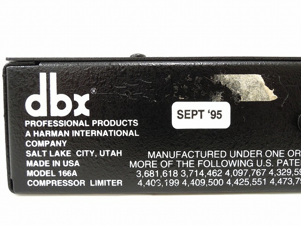 【中古】 dbx 166A COMPRESSOR LIMITER コンプレッサー リミッター エフェクター 音響 PA機材 O3776885 |  ReRe（安く買えるドットコム）