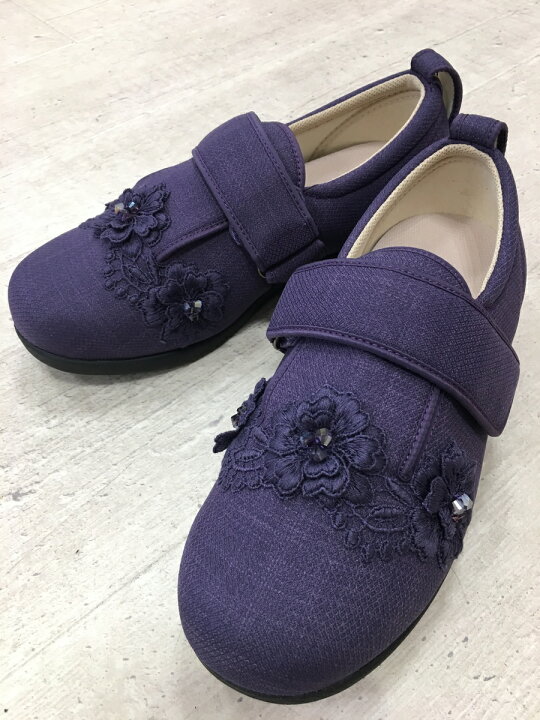 楽天市場 あゆみちゃん パープル ５ｅ ｓ ３ｌ 日本製レースの付いた 可愛い 介護シューズ徳武産業 かわいい おしゃれ 母の日 敬老の日 ギフトオブハートやすらぎ