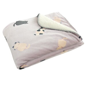 2枚合わせ毛布 ハーフサイズ ハーフケット 毛布 ねこ柄 合わせ毛布 とろける ブランケット ジュニア毛布 ジュニアケット 100×140cm もうふ あったか毛布 フランネル シープボア マイヤー毛布 2