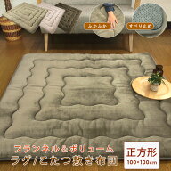ラグ こたつ敷き布団 100×100cm 正方形 洗える ラグマット カーペット こたつ敷布団 こたつペット フラ…