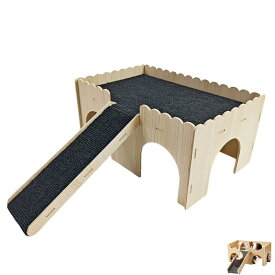 ハムスターハウス 隠れ家 ハムスター ウサギ ハリネズミ モルモット用 木製 小動物ケージ 運動場