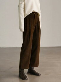 9分丈ワイドパンツ レディース コーデュロイ 復古風 ゆったり直筒 シルエット