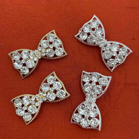 ブローチ レディース 蝶結 ラインストーン付き 華やかな装飾ピン