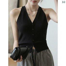 タンクトップ レディース Vネック ノースリーブ カットソー ニット素材 トップス サマーニット ショート丈 インナー 重ね着 伸縮性があり動きやすい カジュアル オフィス 普段使い