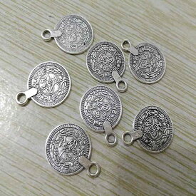 チャームパーツ 金属合金 刻印入りコイン型 ペンダントトップ 手芸用資材 10個入り アクセサリー制作 パーツ 加工しやすい 組み合わせ自由 チャーム