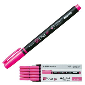 トンボ鉛筆 蛍光ペン 蛍コート80 桃 ピンク (強いペン先! ポリマーコート芯) シングルタイプ 10本 WA-SC90-10P