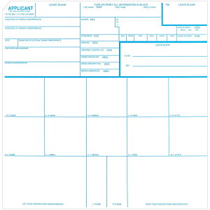 Fingerprint Cards, Applicant FD-258, 5 cards by FBI [���s�A���i]