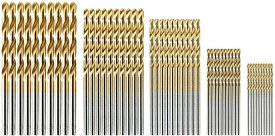 Zmart ドリル刃セット 50本 1mm, 1.5mm, 2mm, 2.5mm, 3mm各10本 チタンコート HSSドリル刃
