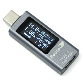 ルートアール ミニサイズ 双方向入力・画面回転・多機能 USB Type-C電圧・電流チェッカー RT-TCVAMINI