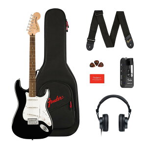 Squier �X�N���C���[ �G���L�M�^�[�Z�b�gAffinity Series Stratocaster Mustang Micro Pack, Laurel Fingerboard, Black, Gig Bag