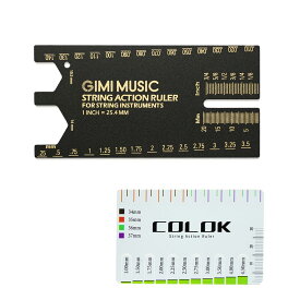 GIMI ギター弦用多機能定規 ストリングアクションルーラー アルミニウム合金製 ギター弦高調整 弦楽器 フレット サドル ナット 高さ 弦間微細調整 精密目盛り ブラックゴールド配色