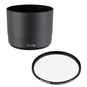 NinoLite 2�Z�b�g ET-73B�AEF70-300mm F4-5.6L IS USM �Ή������Y�t�[�h + UV�t�B���^�[67mm / �t�B���^�[�⃌���Y�L���b�v�t�����\