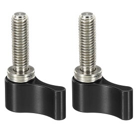 PATIKIL ネジ切り回転ノブ 2個 Lタイプ M5 17 mm 調整可能なカメラつまみネジ カメラマウントシステム用 ブラック アルミニウム合金 鉄ニッケルメッキ